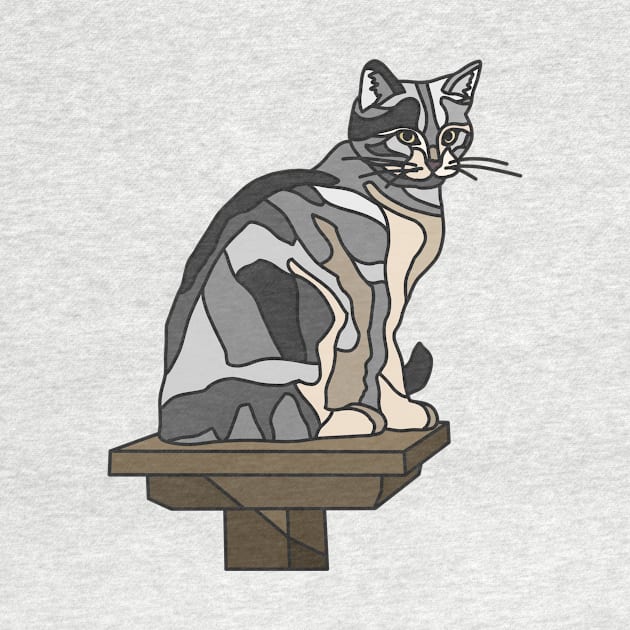 Grey Tabby Cat on Platform by Archit.Haus